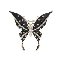 Fashion Brooch Jewelry Brass Butterfly gold color plated fashion jewelry & micro pave cubic zirconia & for woman & enamel black nickel lead & cadmium free Sold By PC