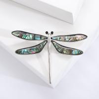 Zinc Alloy Brooches with Abalone Shell Dragonfly silver color plated fashion jewelry & for woman mixed colors nickel lead & cadmium free Sold By PC
