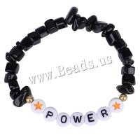 Black Agate Bracelets with Acrylic irregular handmade elastic & for woman Length Approx 18 cm Sold By PC