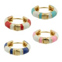 Brass Huggie Hoop Earring Donut gold color plated fashion jewelry & for woman & enamel nickel lead & cadmium free Sold By Pair