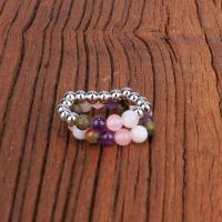 Gemstone Finger Ring, Edelsteen, met Messing, Natuurlijk & mode sieraden, meer kleuren voor de keuze, Binnendiameter:Ca 60mm, Verkocht door PC