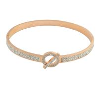 Stainless Steel Bangle 304 Stainless Steel with Rhinestone Clay Pave plated fashion jewelry Length Approx 17 cm Sold By PC