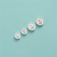 925 Sterling Sølv Mellemled Perler, Runde, du kan DIY & forskellig størrelse for valg & med blomstermønster & epoxy sticker, flere farver til valg, Solgt af PC