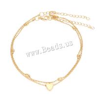 Zinc Alloy Anklet gold color plated fashion jewelry & for woman & with rhinestone golden Sold By Set