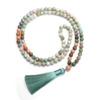 Agate Necklace Indian Agate with Polyester Yarns & Gemstone handmade Natural & fashion jewelry & for woman multi-colored Sold By Strand