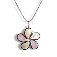 Shell Necklaces with Zinc Alloy with 6cm extender chain Flower silver color plated fashion jewelry & Unisex multi-colored 50mm Length Approx 58 cm Sold By PC