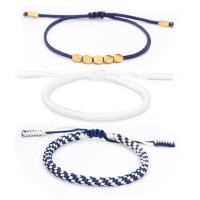 Nylon koord armbanden, met Messing, handgemaakt, drie stuks & mode sieraden & voor vrouw, twee verschillende gekleurde, Lengte 16-26 cm, Verkocht door Stel