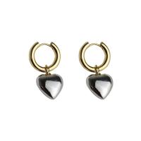 Brass Huggie Hoop Earring Heart plated fashion jewelry & for woman nickel lead & cadmium free 30mm Sold By Pair