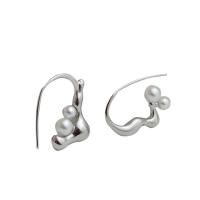 asymmetrische oorbellen, Messing, met Plastic Pearl, plated, mode sieraden & voor vrouw, meer kleuren voor de keuze, nikkel, lood en cadmium vrij, 20mm, Verkocht door pair