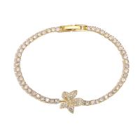 Cubic Zirconia Micro Pave Brass Bracelet Flower plated fashion jewelry & micro pave cubic zirconia nickel lead & cadmium free Length 17 cm Sold By PC