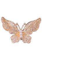 Zinc Alloy Broche Finde, med Plastic Pearl, Butterfly, KC guldfarve belagt, du kan DIY & med rhinestone, flere farver til valg, 51x35mm, Solgt af PC