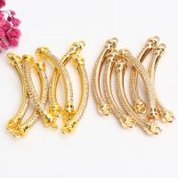 Brass Curved Tube Beads high quality plated DIY & micro pave cubic zirconia nickel lead & cadmium free Approx 3.5mm Sold By PC