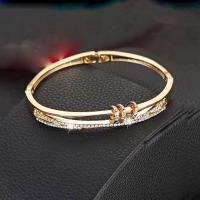Zinc Alloy Bangle KC gold color plated fashion jewelry & for woman & with rhinestone nickel lead & cadmium free Sold By PC