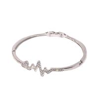 Zinc Alloy Bangle Electrocardiographic plated fashion jewelry & for woman & with rhinestone nickel lead & cadmium free Sold By PC