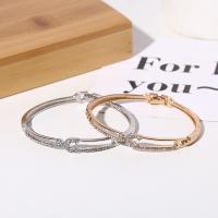 Zinc Alloy Bangle Safety Pin plated fashion jewelry & for woman & with rhinestone & hollow nickel lead & cadmium free Sold By PC