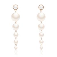 Resin Earring Resin Pearl with Zinc Alloy Round gold color plated for woman white Sold By Pair