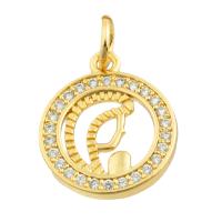 Rhinestone Brass Pendants Round gold color plated fashion jewelry & DIY & with rhinestone nickel lead & cadmium free Sold By PC