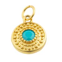Brass Jewelry Pendants Round gold color plated fashion jewelry & DIY & enamel mixed colors nickel lead & cadmium free Sold By PC