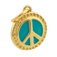 Brass Jewelry Pendants Round gold color plated fashion jewelry & DIY & enamel mixed colors nickel lead & cadmium free Sold By PC
