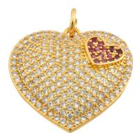 Rhinestone Brass Pendants Heart gold color plated fashion jewelry & DIY & with rhinestone mixed colors nickel lead & cadmium free Sold By PC