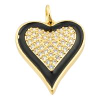 Rhinestone Brass Pendants Heart gold color plated fashion jewelry & DIY & enamel & with rhinestone mixed colors nickel lead & cadmium free Sold By PC
