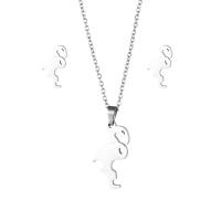 Stainless Steel Nakit Kompleti, Stud naušnica & ogrlica, 304 nehrđajućeg čelika, 2 komada & modni nakit & za žene, srebro, Dužina Približno 17.72 inčni, Prodano By Set
