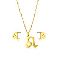 Stainless Steel smycken Ställer, Stud Örhänge & halsband, 304 rostfritt stål, Leo, polerad, 2 stycken & mode smycken & för kvinna, gyllene, Längd Ca 17.72 inch, Säljs av Ställ