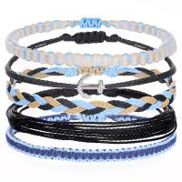 Fashion Create Wax Cord Bracelets with Crystal & Zinc Alloy handmade Bohemian style & adjustable & for woman Length Approx 15-30 cm Sold By Set