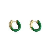 Brass Huggie Hoop Earring Donut gold color plated for woman & enamel nickel lead & cadmium free 20mm Sold By Pair