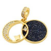 Rhinestone Brass Pendants with Resin Round gold color plated fashion jewelry & DIY & with rhinestone mixed colors nickel lead & cadmium free Sold By PC