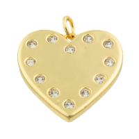 Rhinestone Brass Pendants Heart gold color plated fashion jewelry & DIY & with rhinestone nickel lead & cadmium free Sold By PC