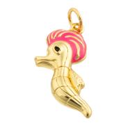Brass Jewelry Pendants Seahorse gold color plated fashion jewelry & DIY & enamel mixed colors nickel lead & cadmium free Sold By PC