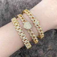 Brass Bracelet & Bangle plated fashion jewelry & micro pave cubic zirconia golden nickel lead & cadmium free Sold By PC