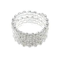 Zinc Alloy Bangle silver color plated fashion jewelry & for woman & with rhinestone silver color Sold By PC