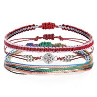 Fashion Create Wax Cord Bracelets with Zinc Alloy handmade Bohemian style & adjustable & for woman Length Approx 15-30 cm Sold By Set