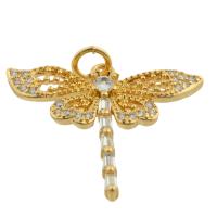 Rhinestone Brass Vedhæng, Messing, Dragonfly, guldfarve belagt, mode smykker & du kan DIY & med rhinestone, nikkel, bly & cadmium fri, 23x24x13mm, Solgt af PC