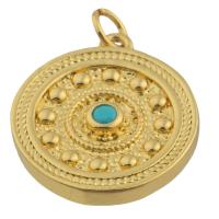 Brass Jewelry Pendants with Resin Round gold color plated fashion jewelry & DIY mixed colors nickel lead & cadmium free Sold By PC