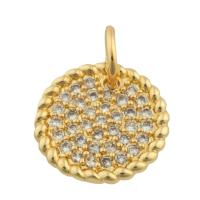 Rhinestone Brass Vedhæng, Messing, guldfarve belagt, mode smykker & du kan DIY & med rhinestone, nikkel, bly & cadmium fri, 10x10x1mm, Solgt af PC
