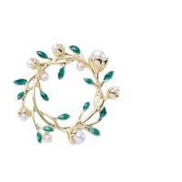 Zinc Alloy Brooch Findings with Plastic Pearl Flower KC gold color plated DIY & enamel Sold By PC