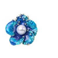 Zinc Alloy Brooch Finding with Plastic Pearl Flower KC gold color plated DIY & enamel & with rhinestone 23-34mm Sold By PC