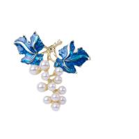 Zinc Alloy Brooch Findings with Plastic Pearl Grape KC gold color plated DIY & enamel Sold By PC