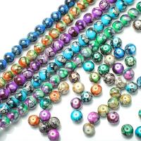 Pozlaćeni lampwork perle, Staklene perle, Krug, možete DIY, više boja za izbor, nikal, olovo i kadmij besplatno, 8mm, Približno 100računala/Strand, Prodano By Strand