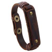 Cowhide Bracelet with Zinc Alloy punk style & for man brown 12mm Length Approx 9.4 Inch Sold By PC