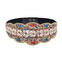 PU Leather Decorative Belt with Seedbead elastic & for woman Length Approx 73 cm Sold By PC