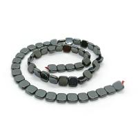 Granulos de hematita não-magnético, Quadrado, polido, DIY & tamanho diferente para a escolha, preto, vendido para Aprox 40 cm Strand