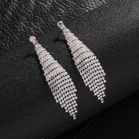 Iron Earring plated fashion jewelry & with rhinestone Sold By Pair