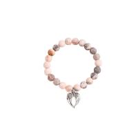 Zebra Jasper Bracelet Set with Zinc Alloy Angel Wing 2 pieces & for woman 8mm Inner Approx 60mm Sold By Set