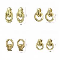 Iron Drop Earring gold color plated & for woman 16-27mm Sold By Pair