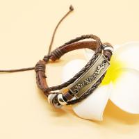 Leather Bracelet with Zinc Alloy plated multilayer & Unisex & with letter pattern Inner Approx 60mm Sold By PC