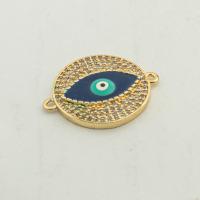 Evil Eye Connector Brass high quality gold color plated DIY & micro pave cubic zirconia nickel lead & cadmium free Approx 0.2mm Approx Sold By Lot